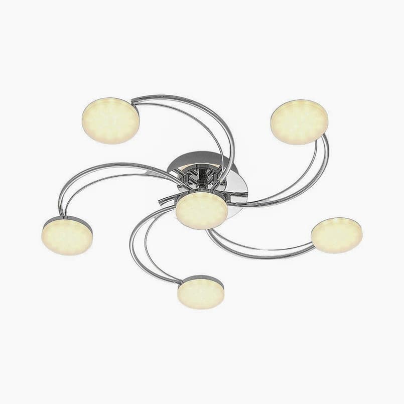 Lindby - Rouven 6 LED Kattovalaisin Chrome – Lindby
