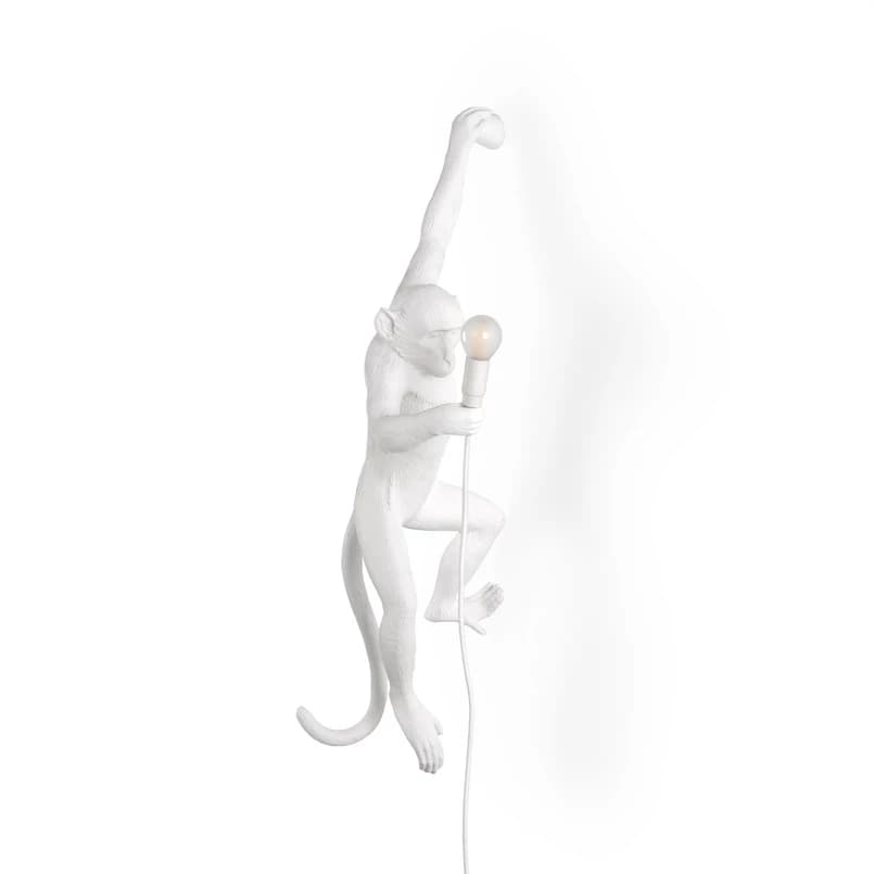 SELETTI - Monkey Hanging Seinävalaisin Left Valkoinen – SELETTI