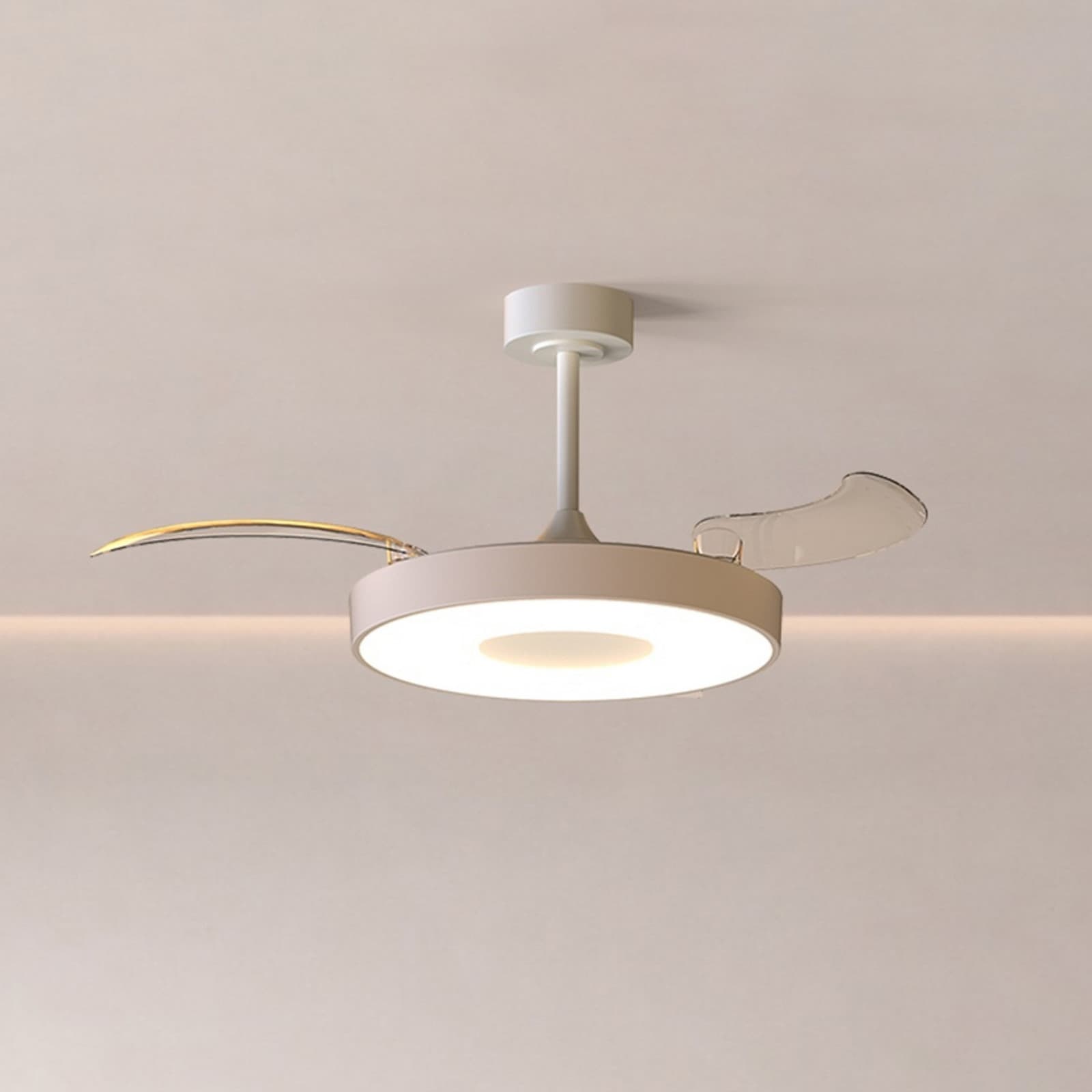 Smart LED-kattotuuletin Coin beige/valkoinen DC hiljainen - Mantra Mantra Iluminación - Olohuone - Moderni - Metalli – Mantra Iluminación