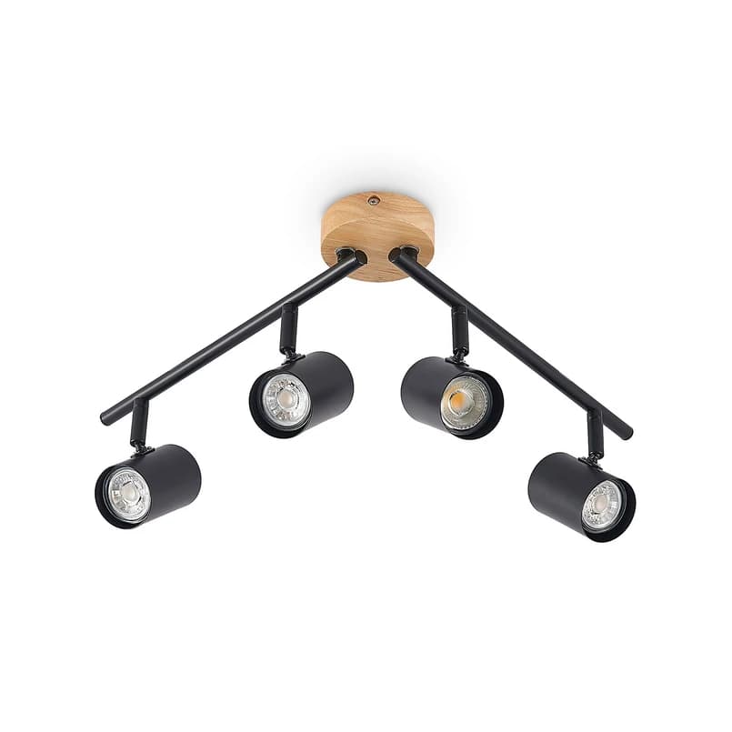 Lindby - Xiomara 4 Kattovalaisin Black/Light Wood – Lindby