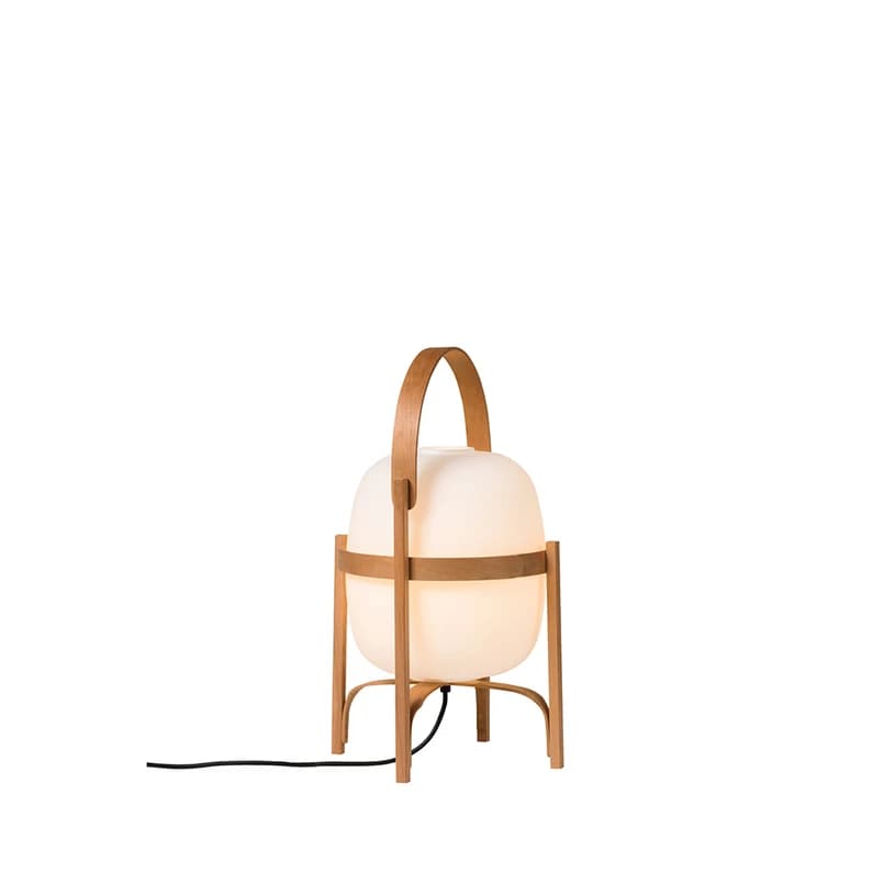 Santa & Cole - Cesta pöytävalaisin, puu/valkoinen opaali-lasi – – Santa & Cole