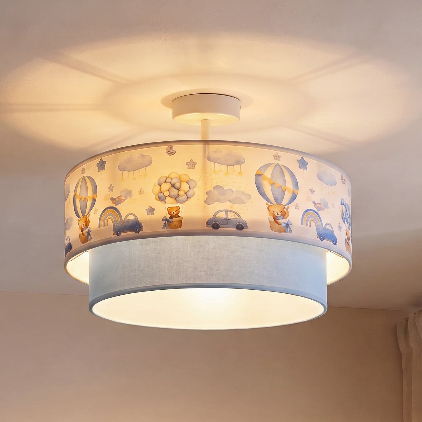 Boho-lasten kattovalaisin, vaaleansininen/kirjava, Ø40 cm, tekstiili – Duolla - Lastenhuone - Kangas / tekstiili - Välikeosalla – Duolla