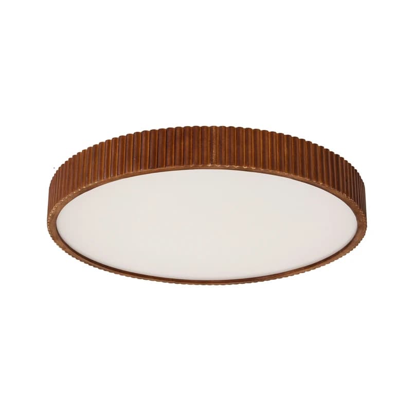 Lindby - Velua LED-kattovalaisin, valkoinen/tumma puu, Ø 50 cm – Lindby