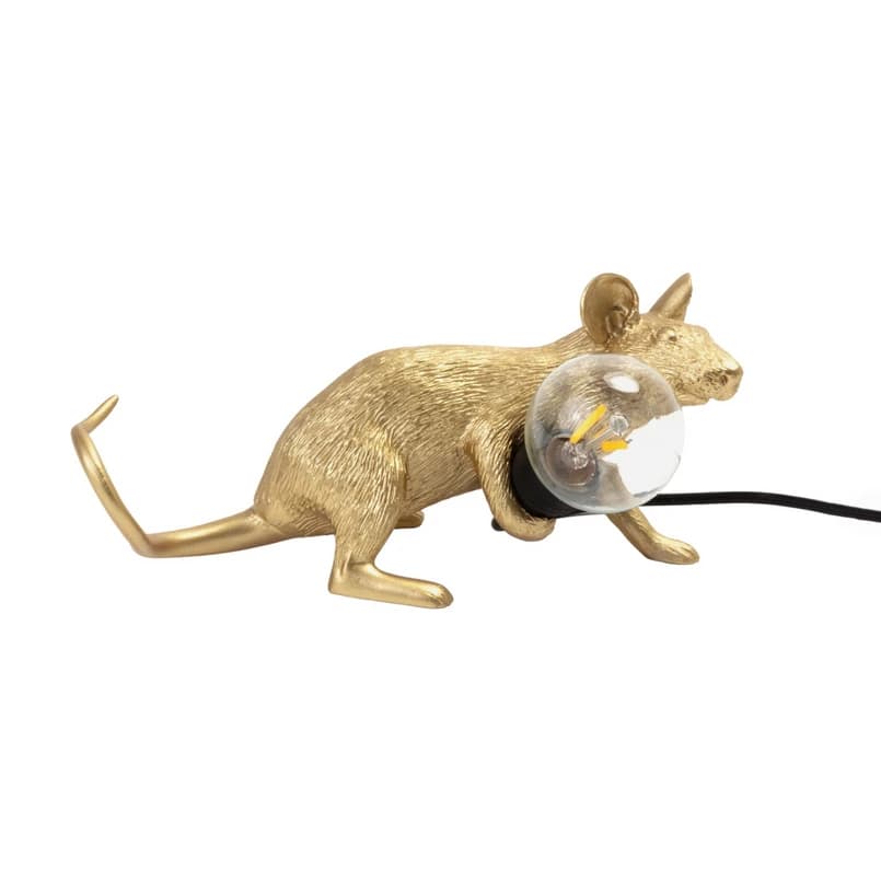 SELETTI - Mouse Lamp Lop Lying Down Pöytävalaisin Kulta – SELETTI
