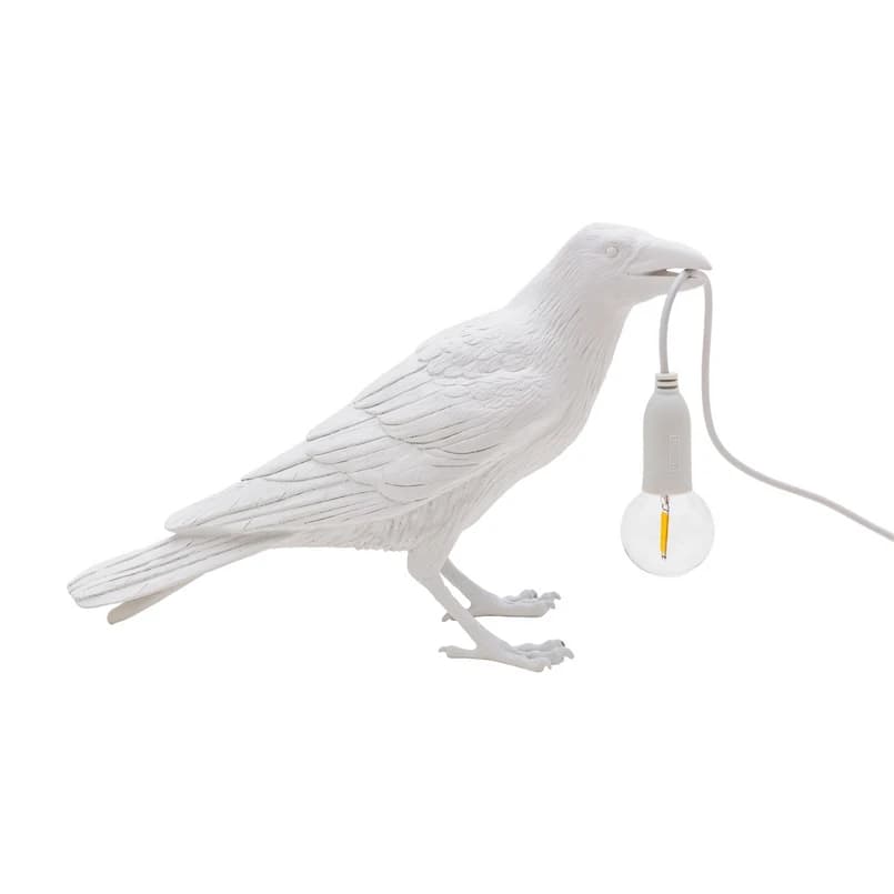 SELETTI - Bird Lamp Waiting Pöytävalaisin Ulko Valkoinen – SELETTI