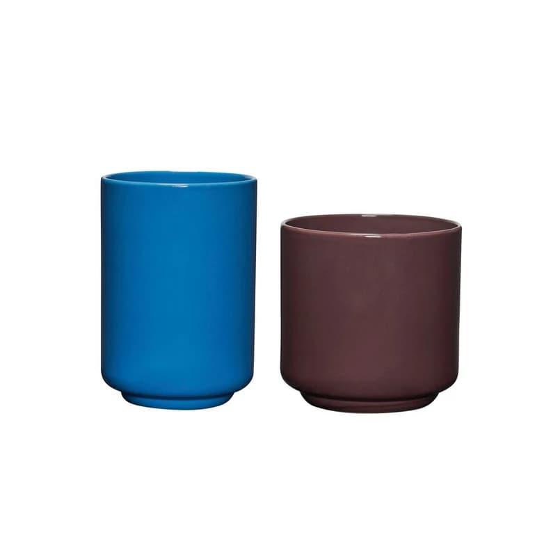Hübsch - Deux Pots 2 pcs. Red Brown/Blue – Hübsch