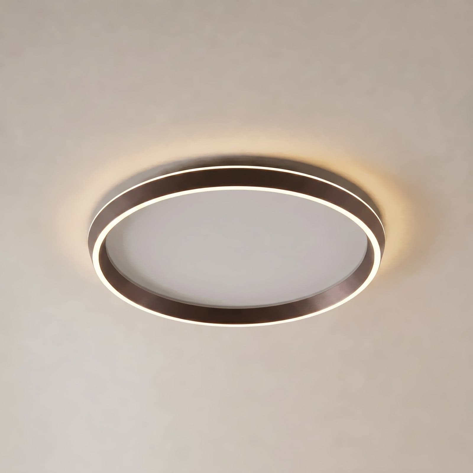 Rylan LED-kattovalaisin, Ø 62 cm, ruskea, CCT, himmennettävä – Lucande - Olohuone - Moderni - Metalli - Yksilamppuinen – Lucande