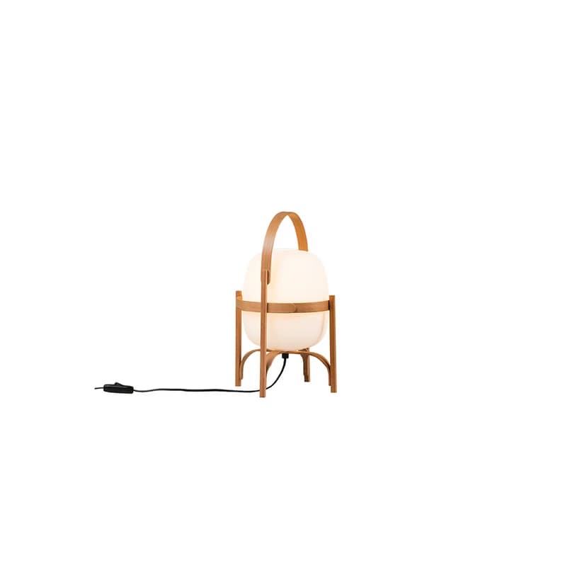 Santa & Cole - Cestita pöytävalaisin Wood/White Opal Glass – Santa & Cole