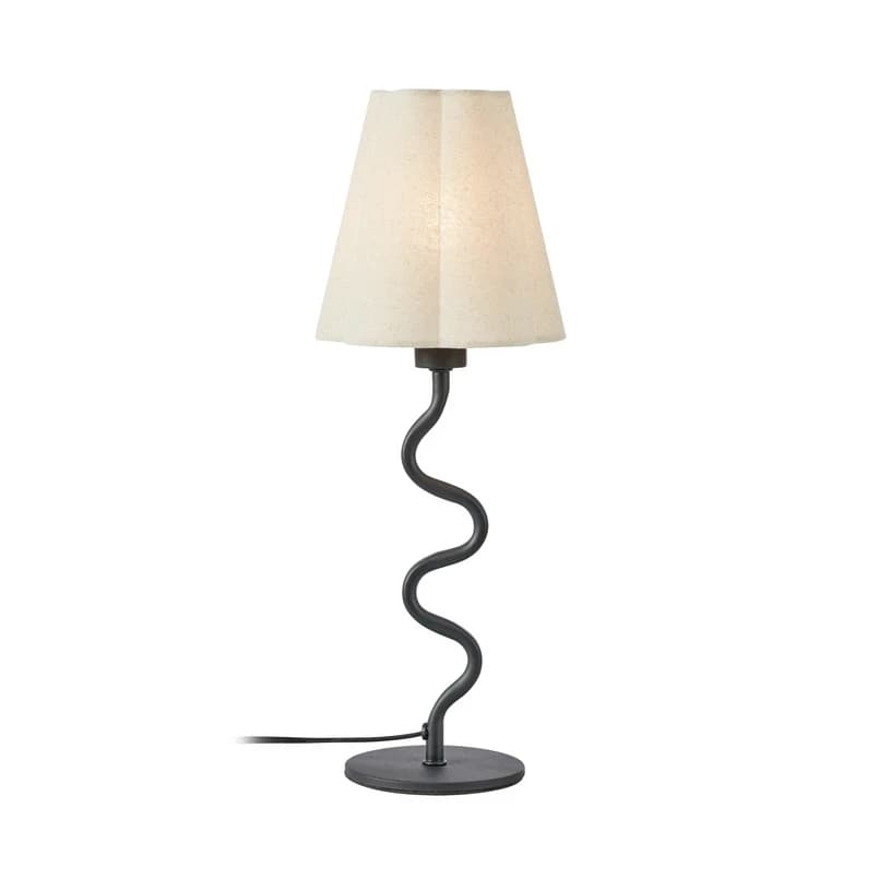 Markslöjd - Veya pöytävalaisin, musta/beige, pellava, korkeus 41 cm, E14 – Markslöjd