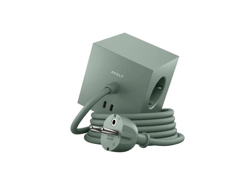 AVOLT - Monipistorasian SQUARE 1 vihreä 3 Schuko 2 USB 1,8 m kaapeli – AVOLT