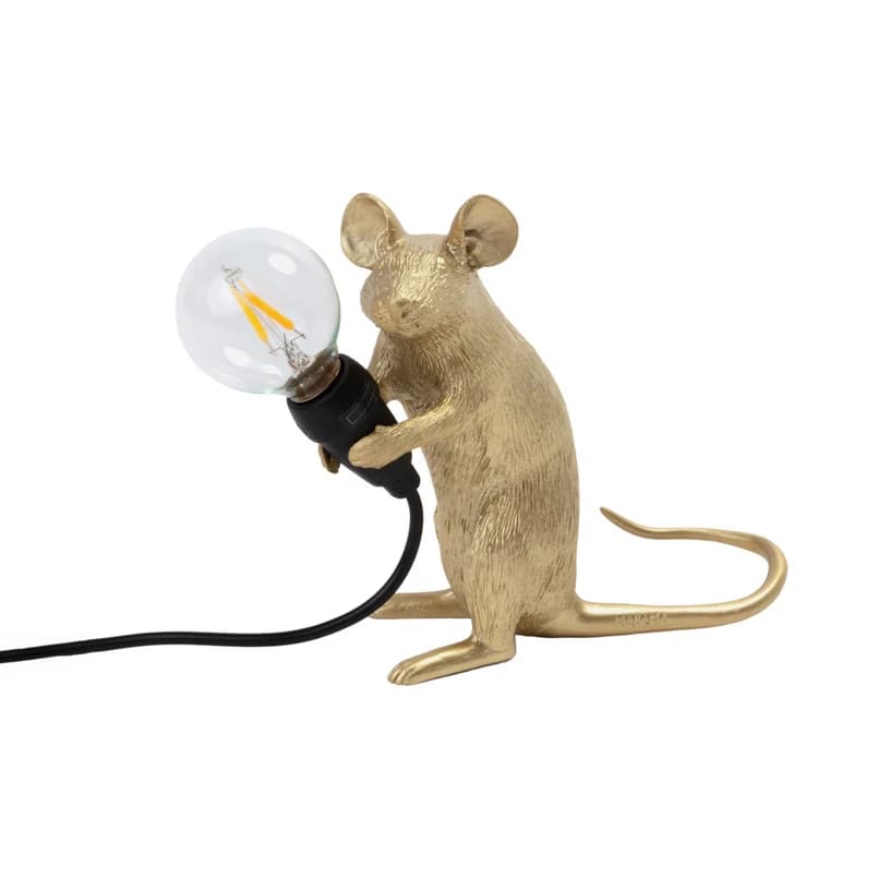 SELETTI - Mouse Lamp Mac Sitting Pöytävalaisin Kulta – SELETTI