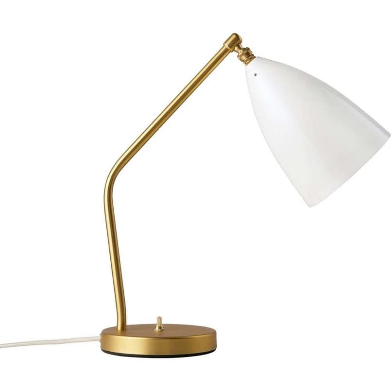 GUBI - Gräshoppa Pöytävalaisin Glossy Alabaster White/Brass – GUBI