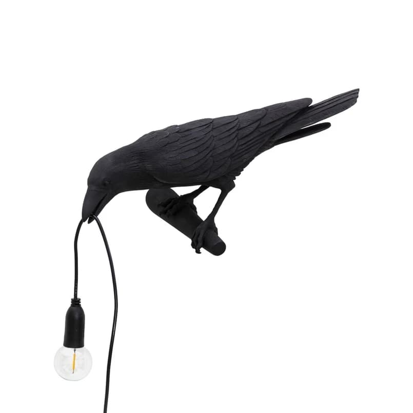 SELETTI - Bird Lamp Looking Left Seinävalaisin Musta – SELETTI