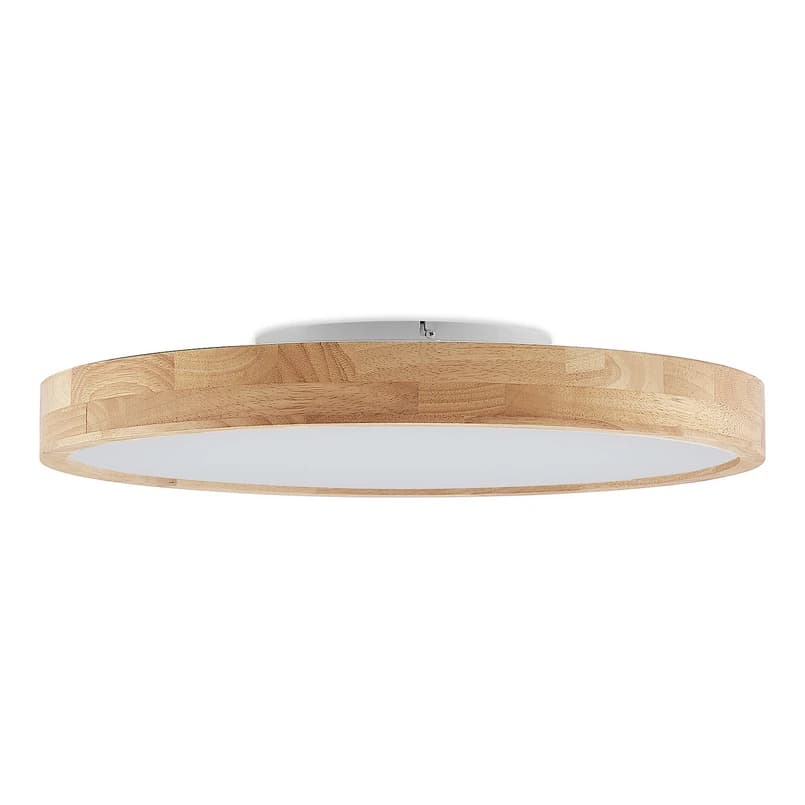 Lindby - Lanira LED-kattovalaisin, CCT, Ø 60, puu, kaukosäädin – Lindby