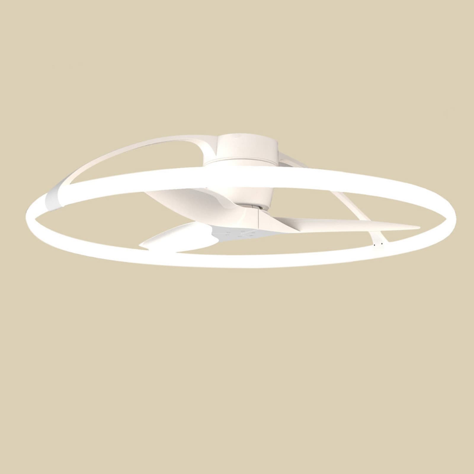 Smart LED-kattotuuletin Nepal, valkoinen, DC, hiljainen Mantra Iluminación - Olohuone - Moderni - Metalli - Rengas – Mantra Iluminación