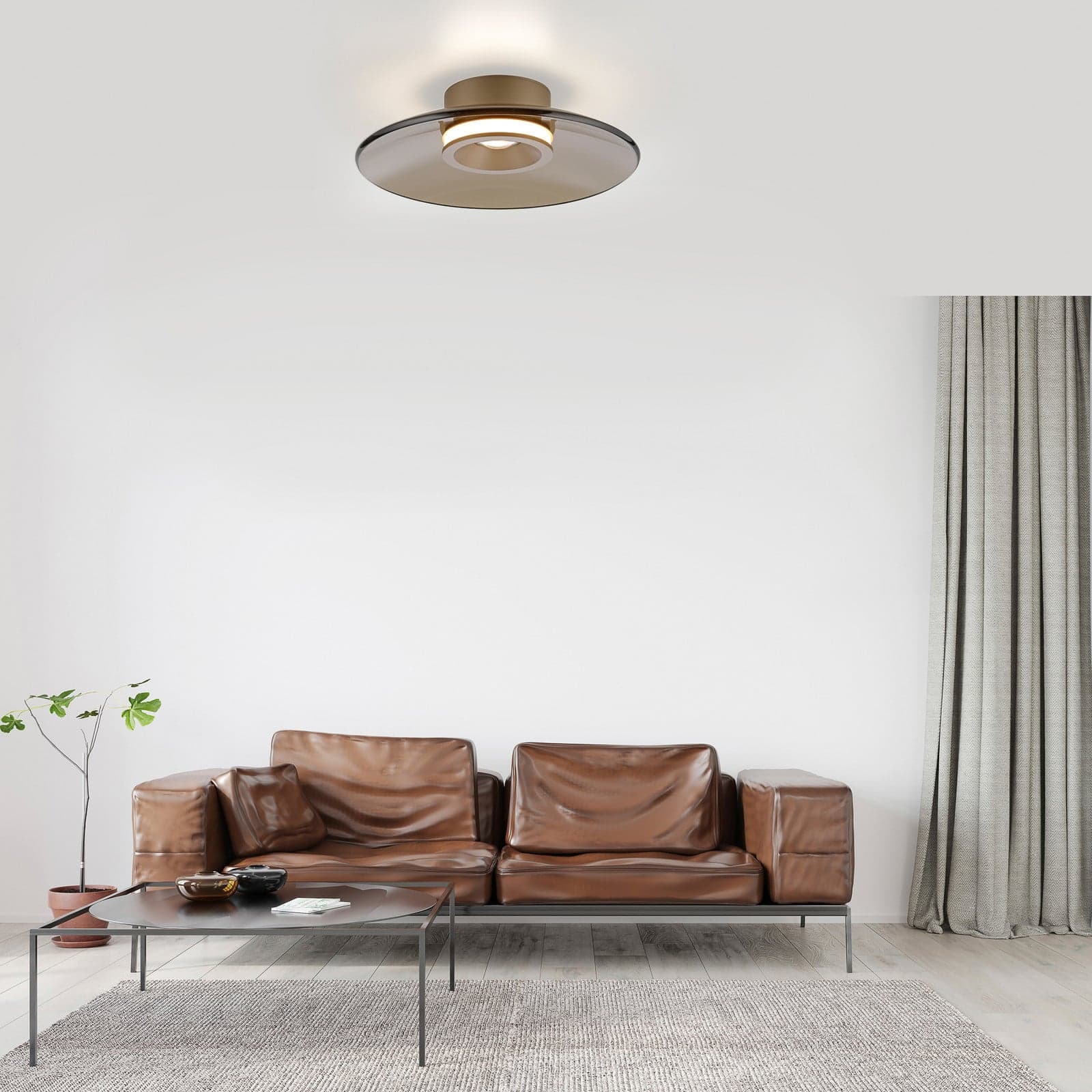 Moon LED-kattovalaisin, pronssi, Ø32 cm, tumma meripihka - PURE PURE Moon - Olohuone - Moderni - Lasi - Varjostimella – Pure
