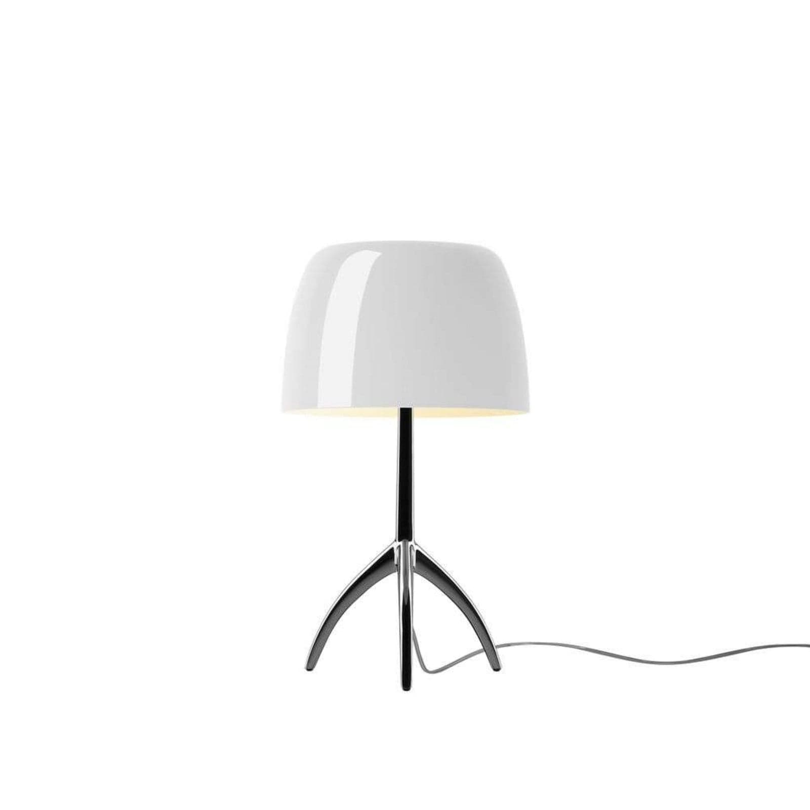 Lumiere Piccola pöytävalaisin, kromi/valkoinen, 35 cm Foscarini - Olohuone - Alumiini – Foscarini