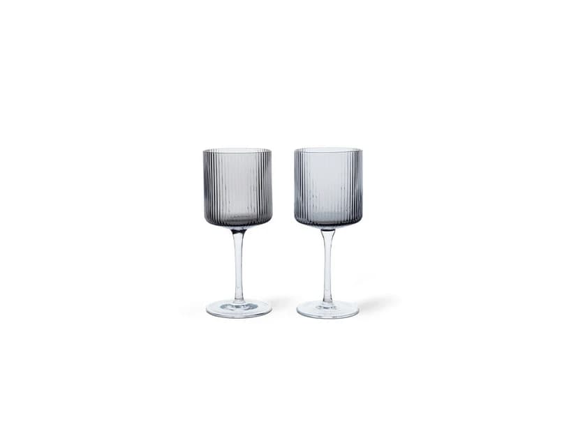 ferm LIVING - Ripple Valkoinen Wine Glasses Set of 2 Smoked Harmaa – ferm LIVING