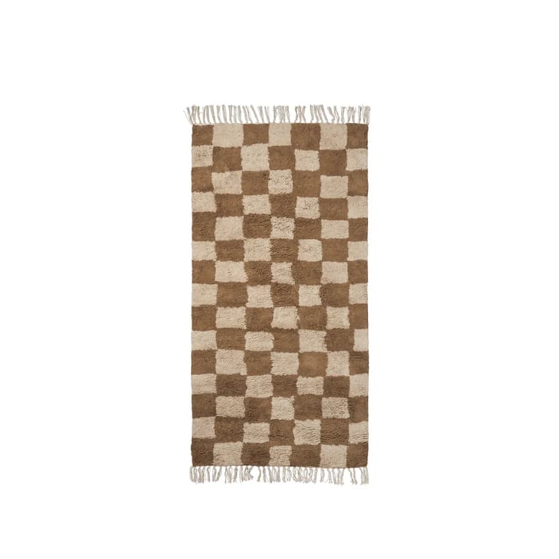 ferm LIVING - Mara-matto, ruskea/hiekkainen ruudullinen, 150 x 80 cm – ferm LIVING