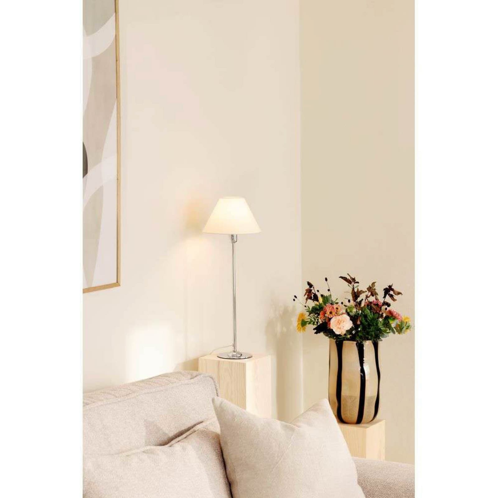 Iris 45 Pöytävalaisin Chrome/Cream Globen Lighting - Olohuone - Metalli – Globen Lighting