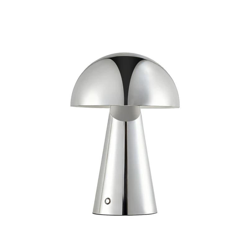 Lindby - Nevijo LED-akkupöytävalaisin, Ø 20 cm, USB, kromi, himmennettävä – Lindby