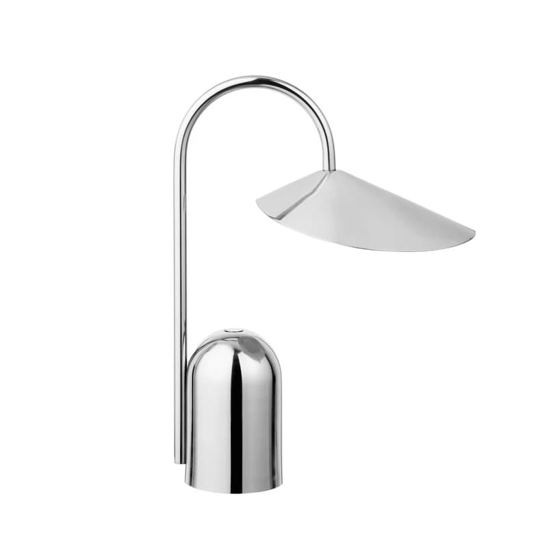 ferm LIVING - Arum LED-akkukäyttöinen pöytälamppu, ruostumaton teräs, korkeus 30 cm ferm – ferm LIVING