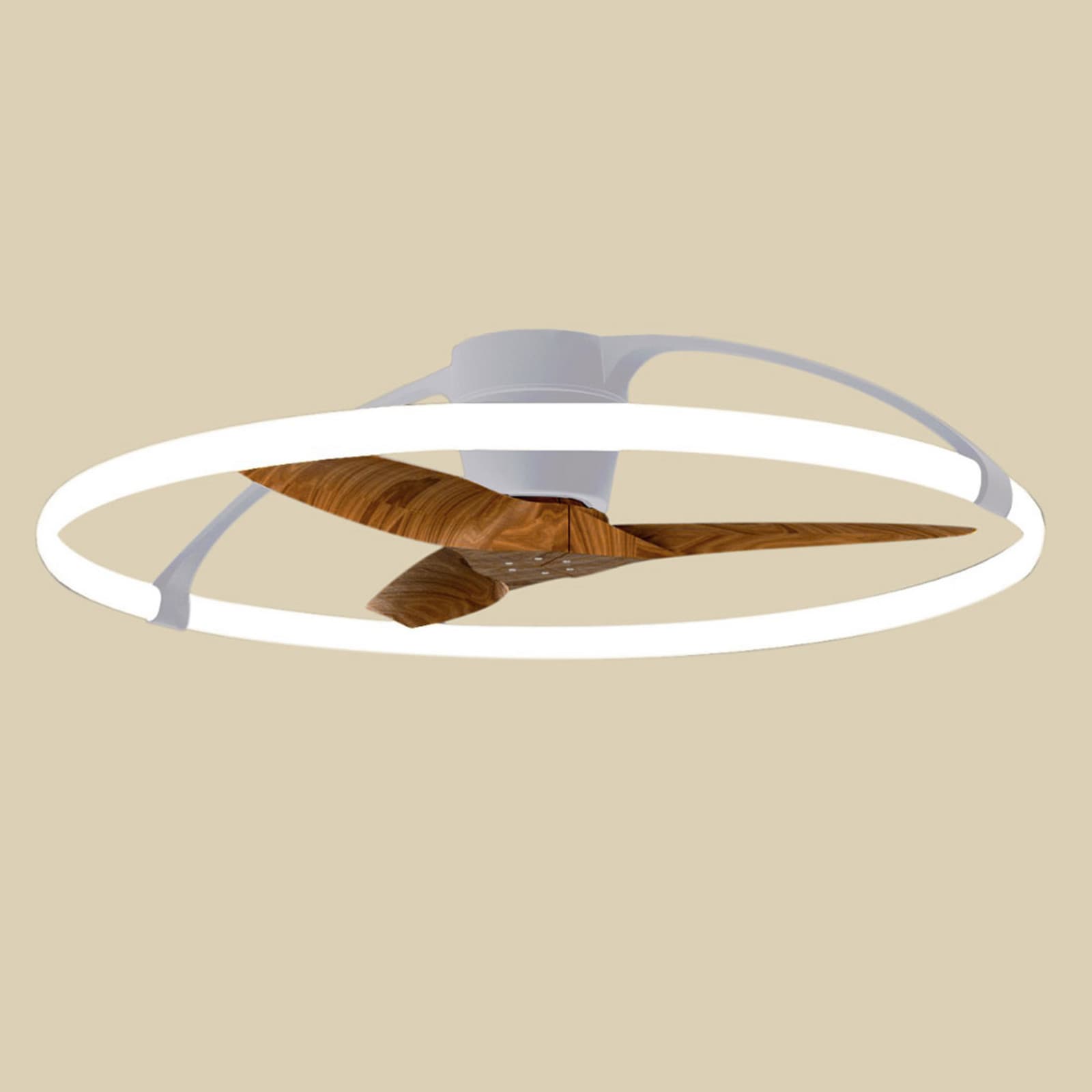 Smart LED-kattotuuletin Nepal, hopea/pähkinäpuu Mantra Iluminación - Olohuone - Moderni - Metalli - Rengas – Mantra Iluminación