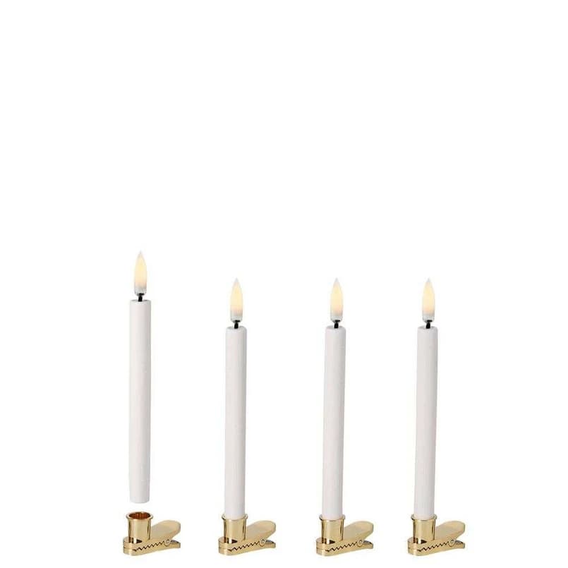 Uyuni Lighting - Kartiomainen LED-kynttilä, 4 kpl, valkoinen, kiinnikkeillä – Uyuni Lighting