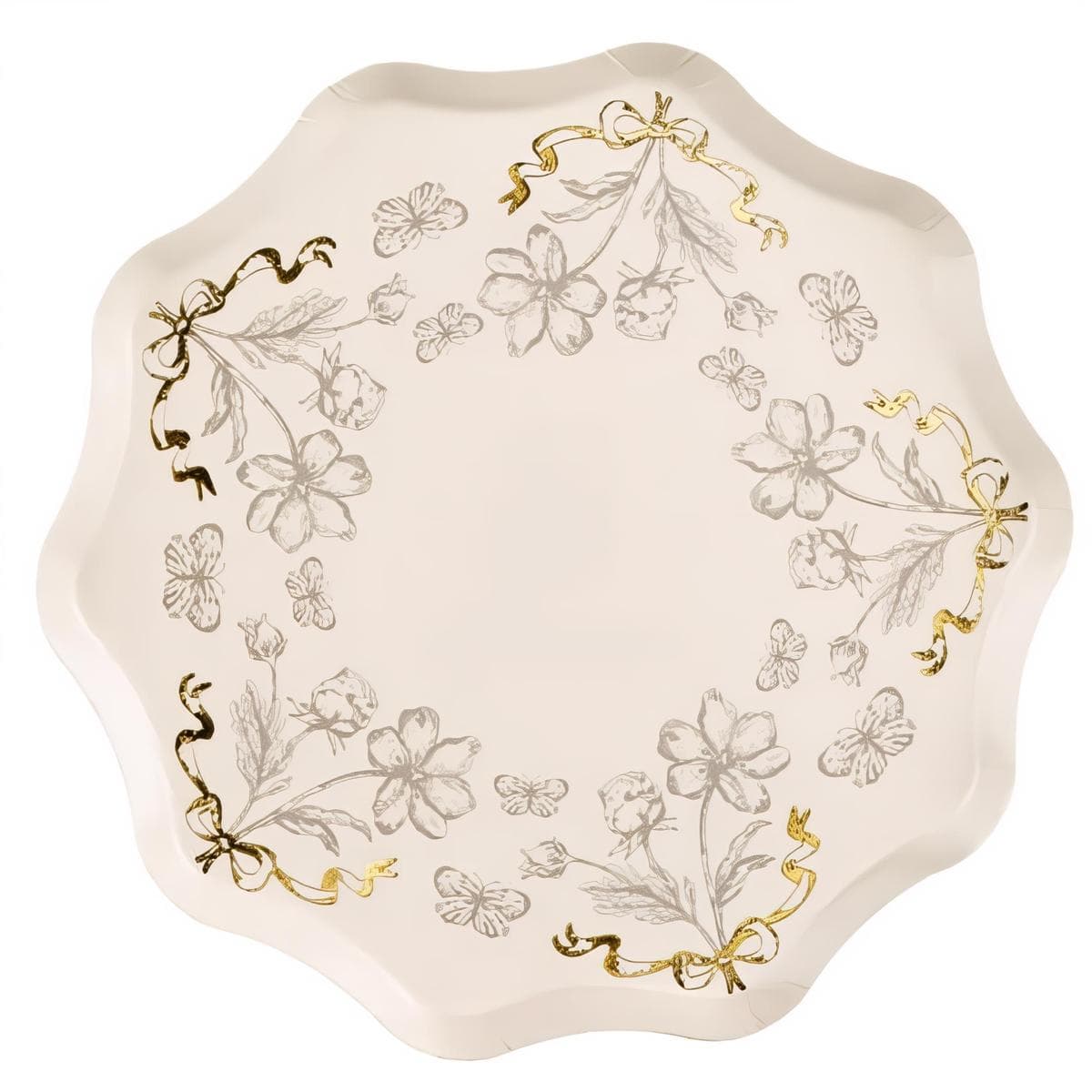 Pahvilautaset - Kukat ja Perhoset, ø 20 cm, 6 kpl