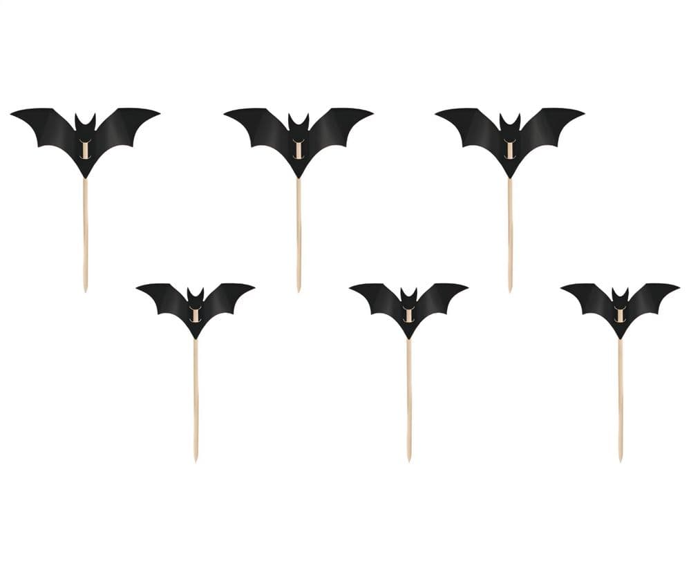 Kakkukoristeet - Mustat Lepakot, 3,6 & 4,7cm, 6kpl – PartyDeco