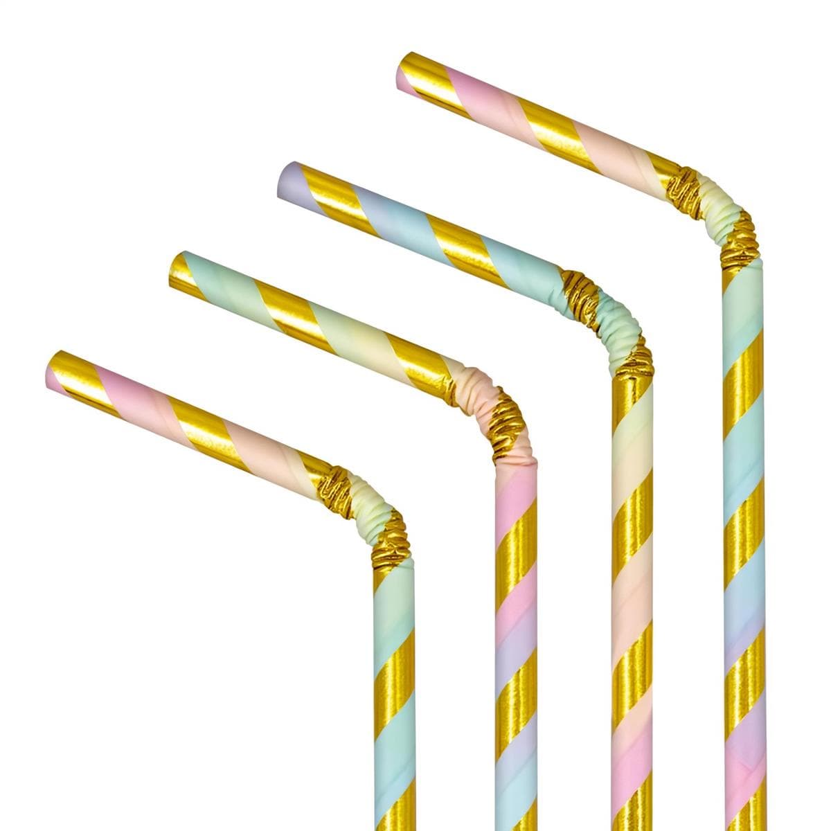 Paperipillit - Pastelliraidat ja metallinhohtoinen kulta, Taivutettavia, 10 kpl