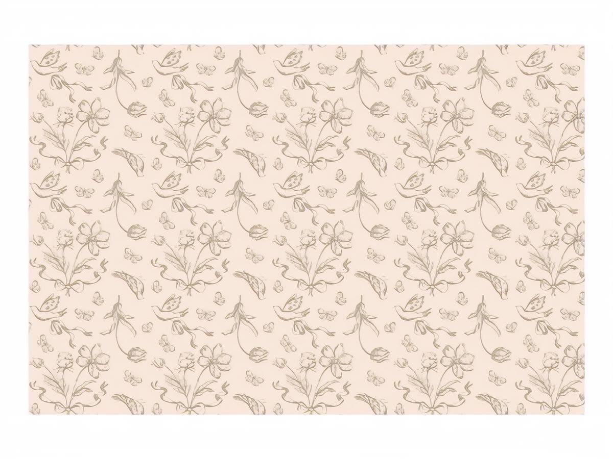 Pöytäliina Muovipinnoitettu - Kukat ja Perhoset, Beige,180x120 cm