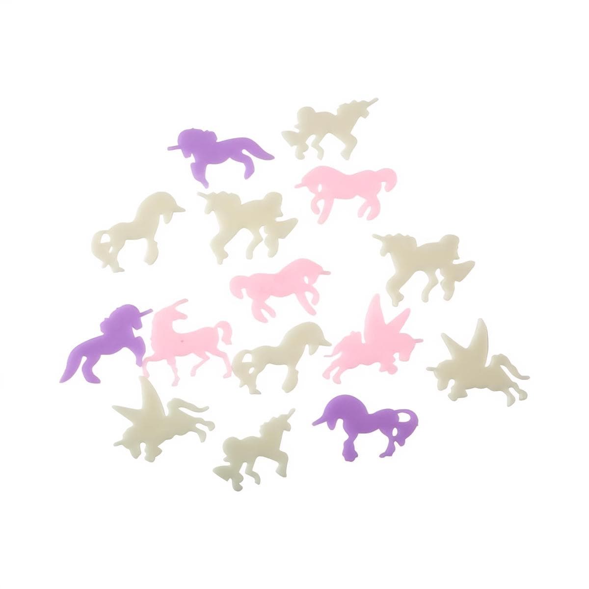 Pimeässä hohtavat koristeet - Yksisarviset, 16 kpl – Hisab/Joker