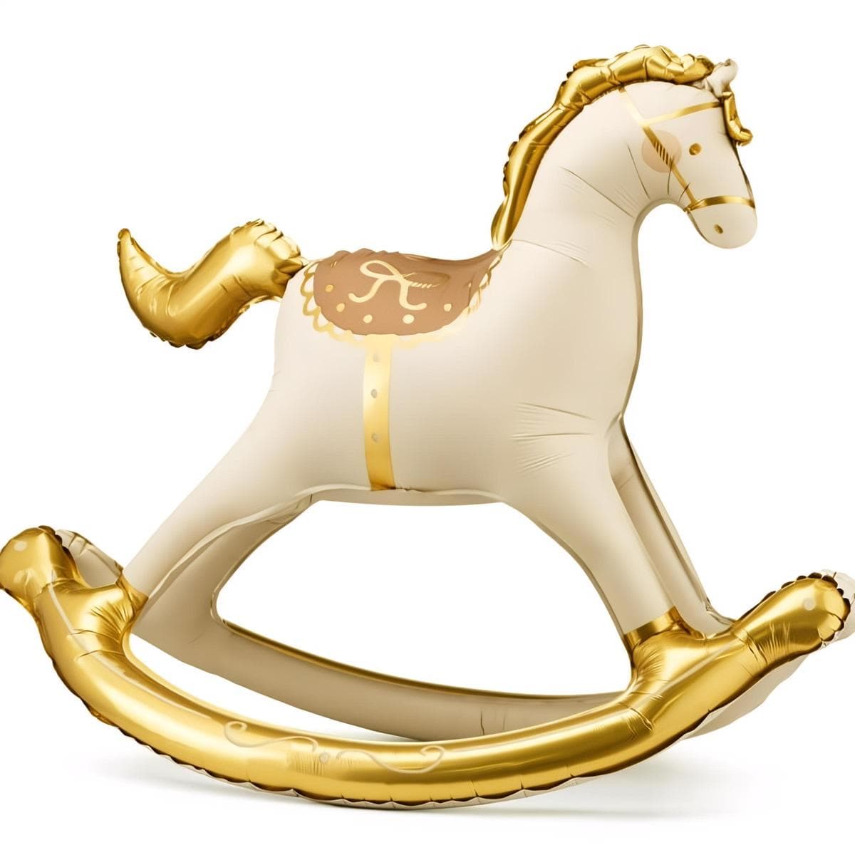 Foliopallo - Keinuhevonen, Kerma ja kulta, 118x104 cm – PartyDeco