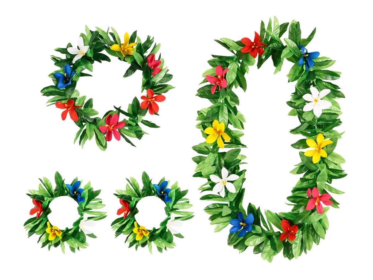 Kukkalei-asustesetti - Vihreä, aikuisten, 4 kpl – PartyDeco