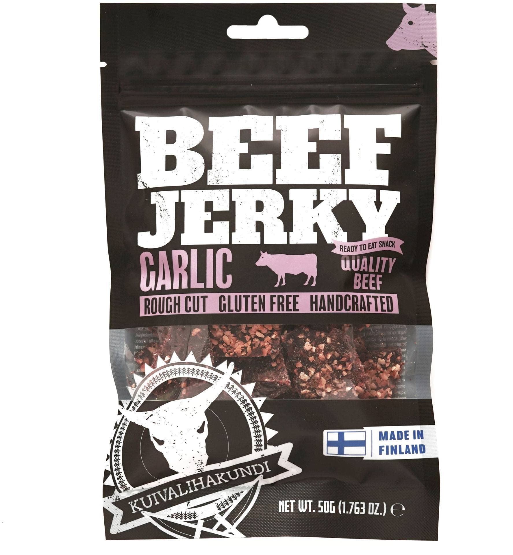 Kuivalihakundi Beef Jerky Garlic, 50g retkiruoka – Kuivalihakundi