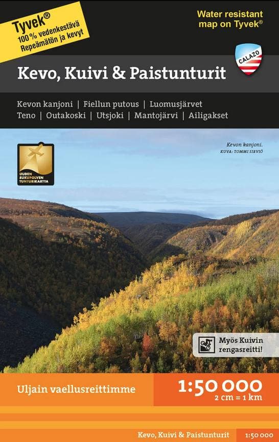 Calazo Kevo, Kuivi & Paistunturi Tyvek retkeilykartta, suomi – Calazo