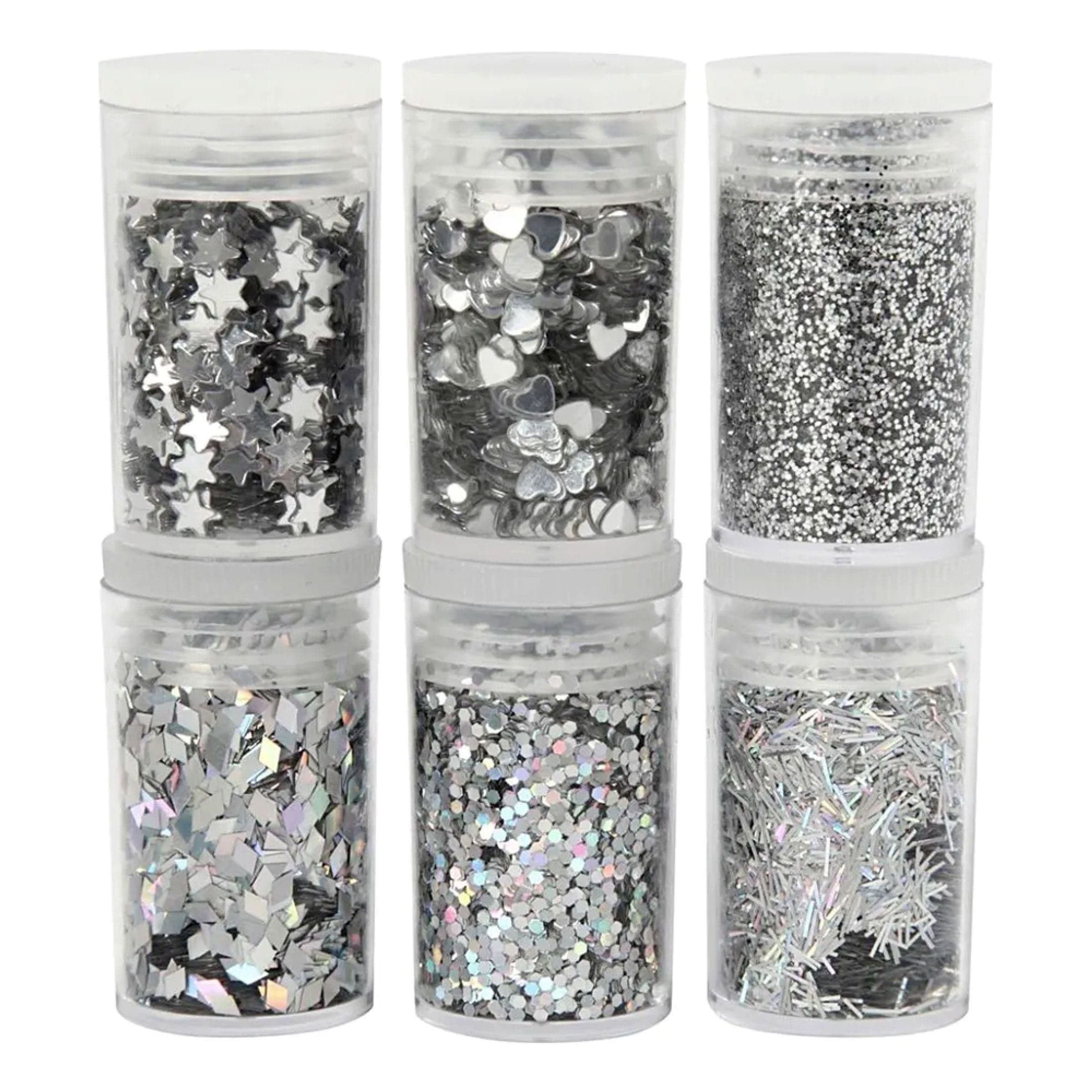 Bio-Glitter Sekoitettu Hopeasetti - 6-pakkaus – CC Hobby