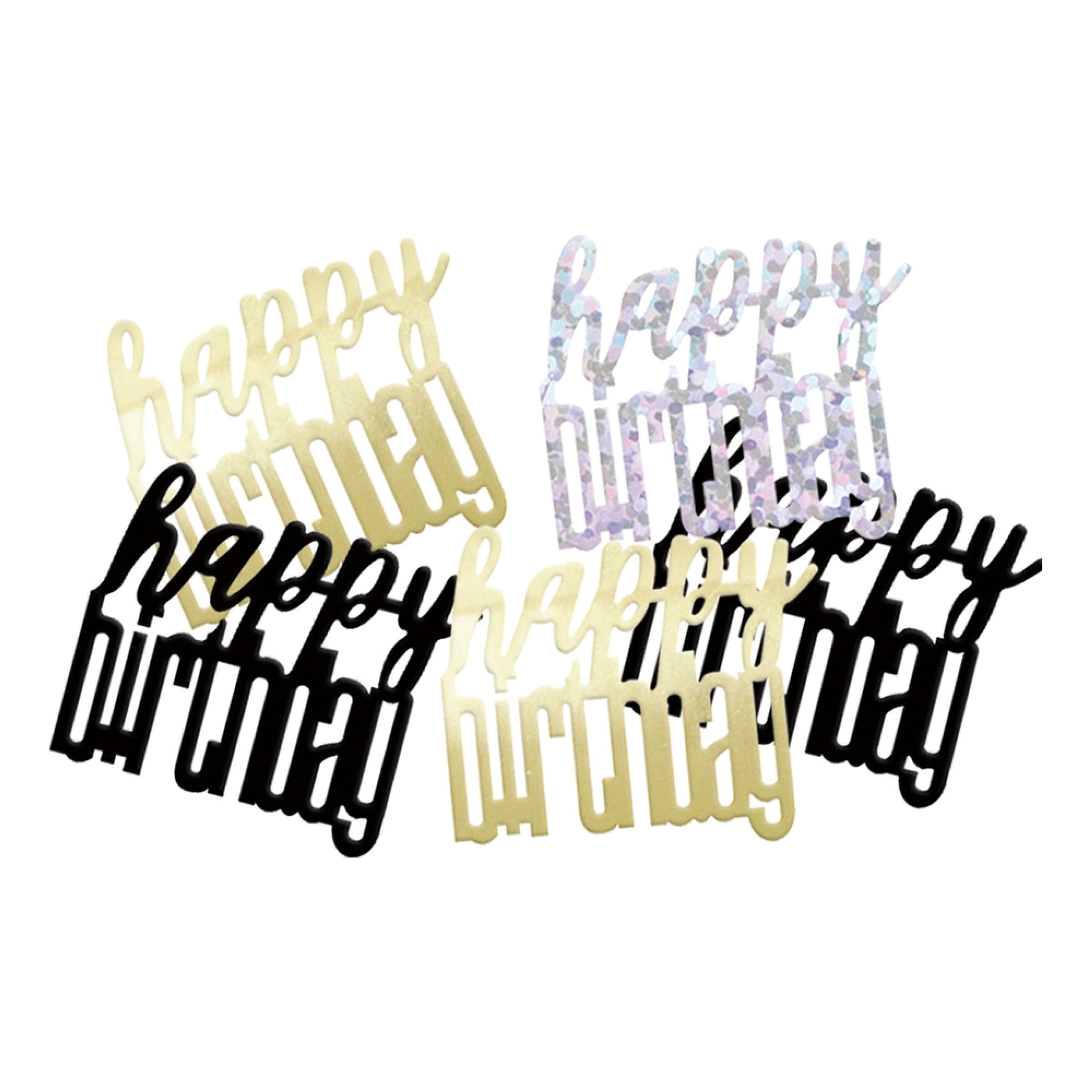 Pöytäkonfetti Happy Birthday Hopea/Kulta/Musta - 14 grammaa – Unique Party