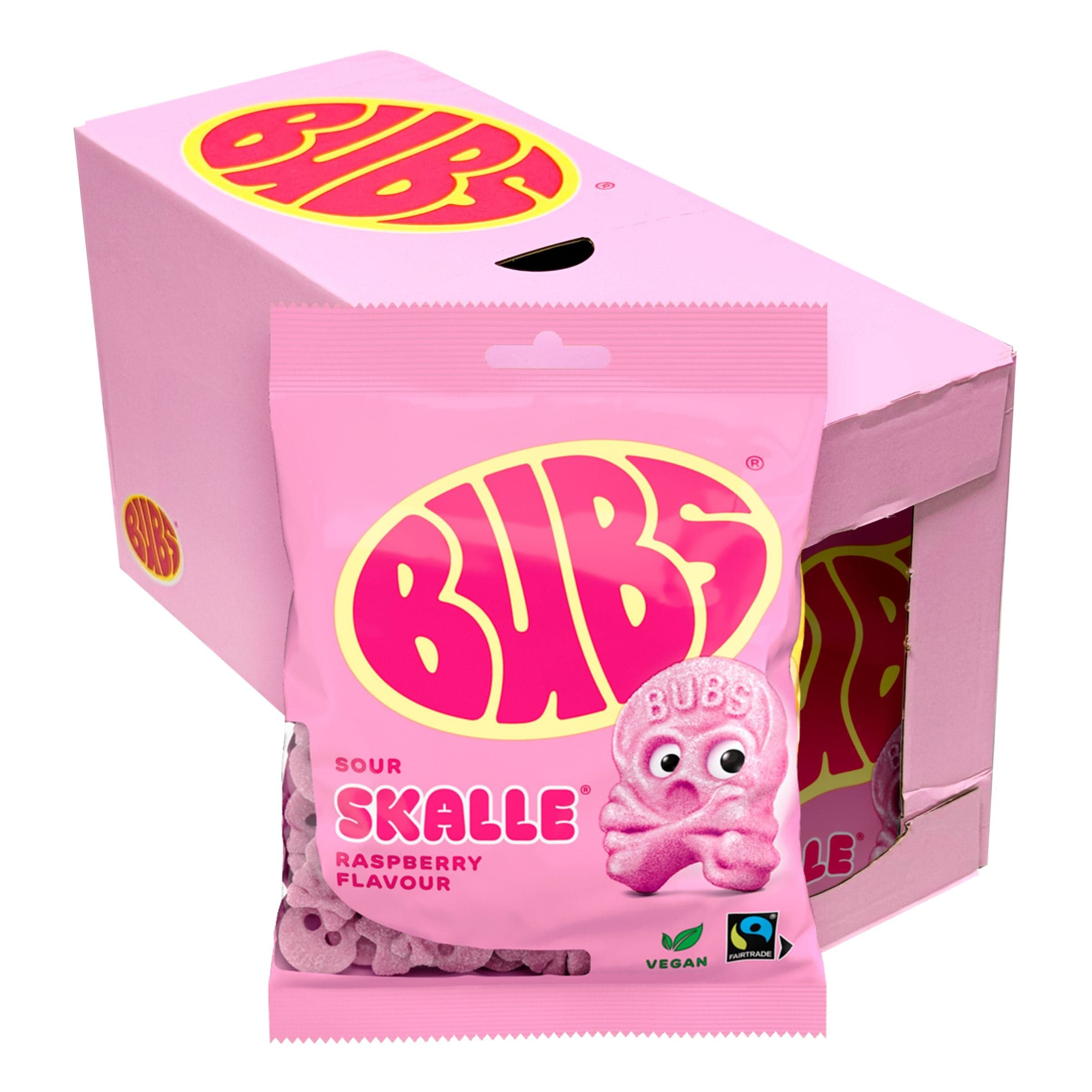 BUBS Vadelmakallot Suurpakkaus - 12 x 90 g – ERT Godis Bulk