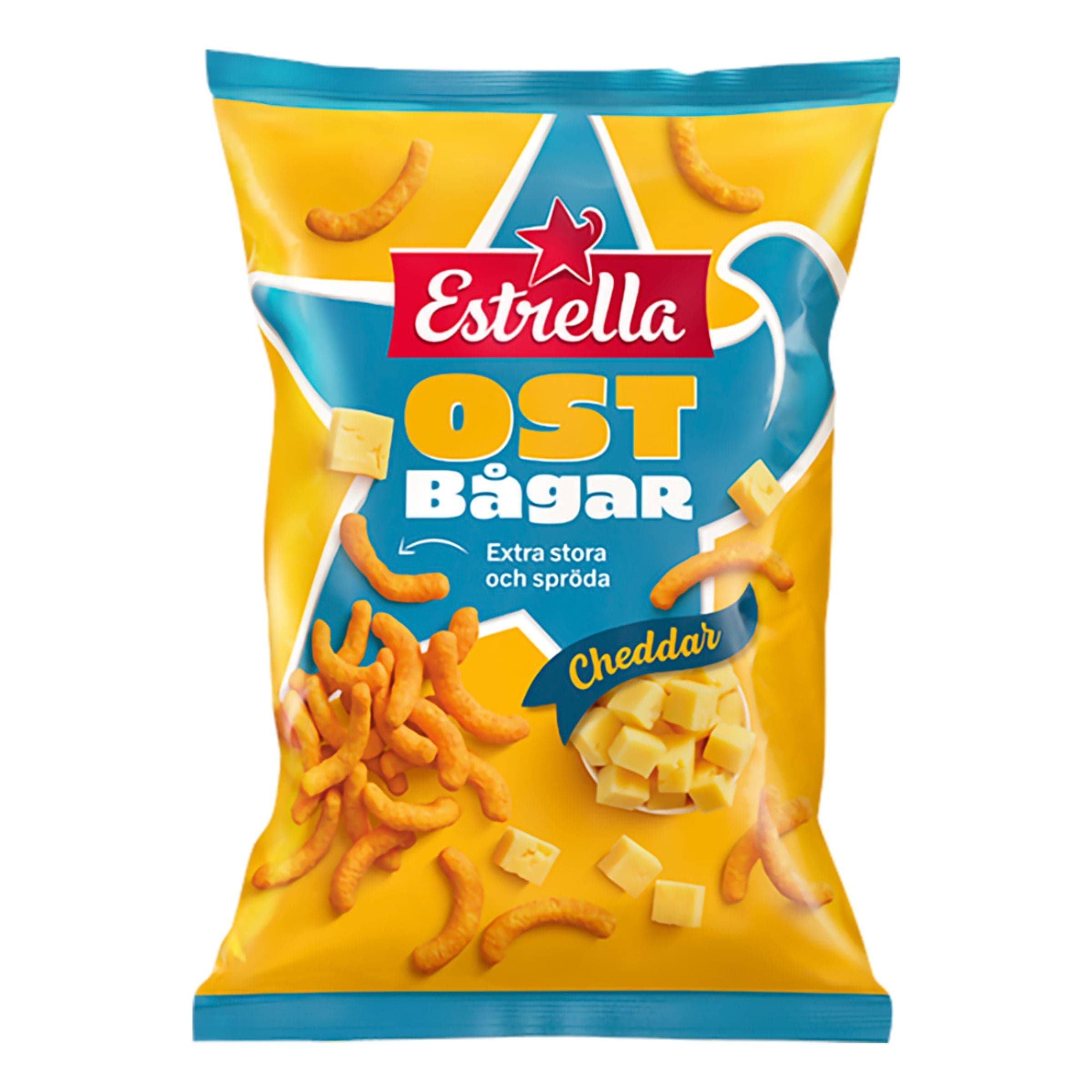 Estrella Ostbågar Extra Stora Cheddar - 210 g – ERT Godis Singel