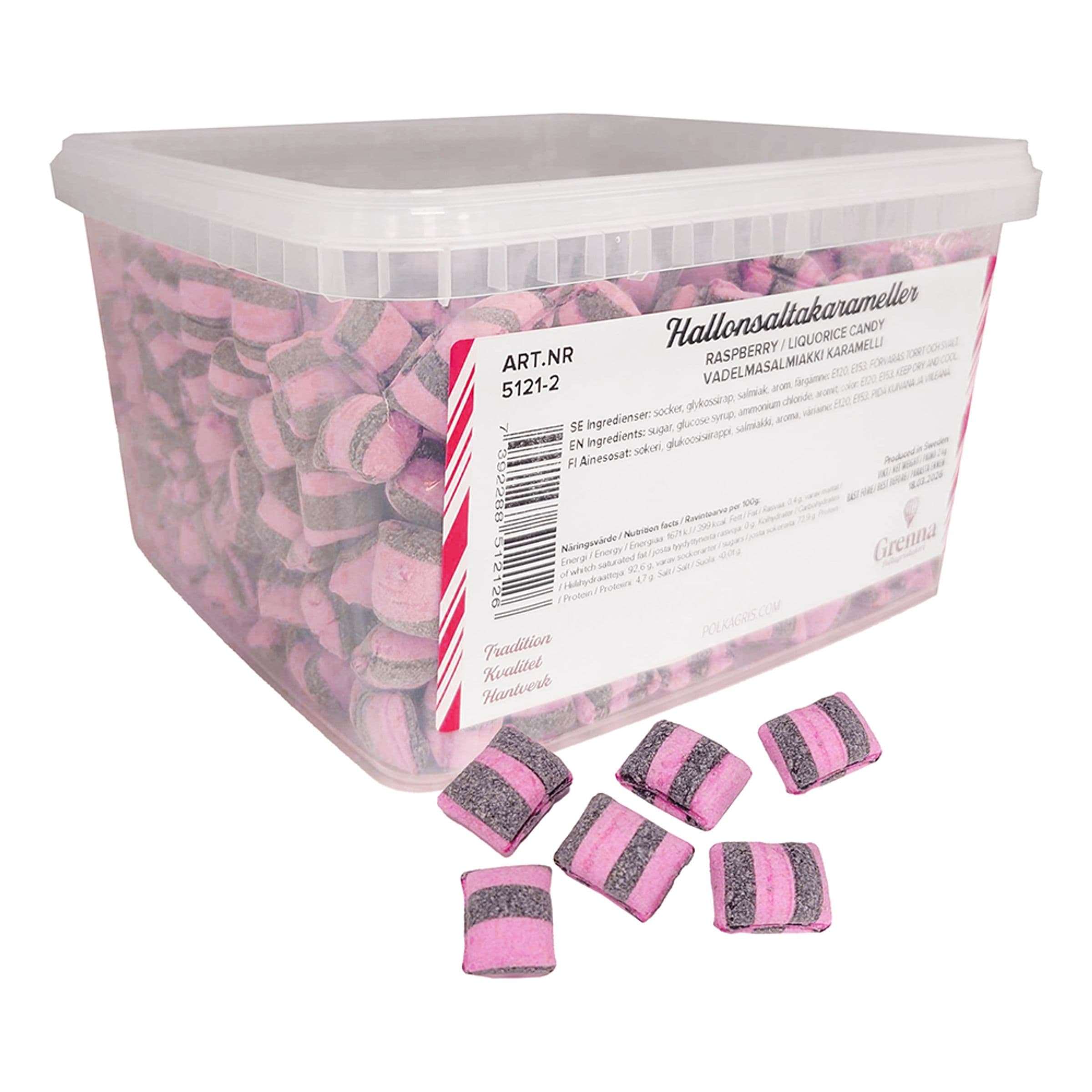 Grenna Vadelmasalmiakki - 2 kg – ERT Godis Bulk