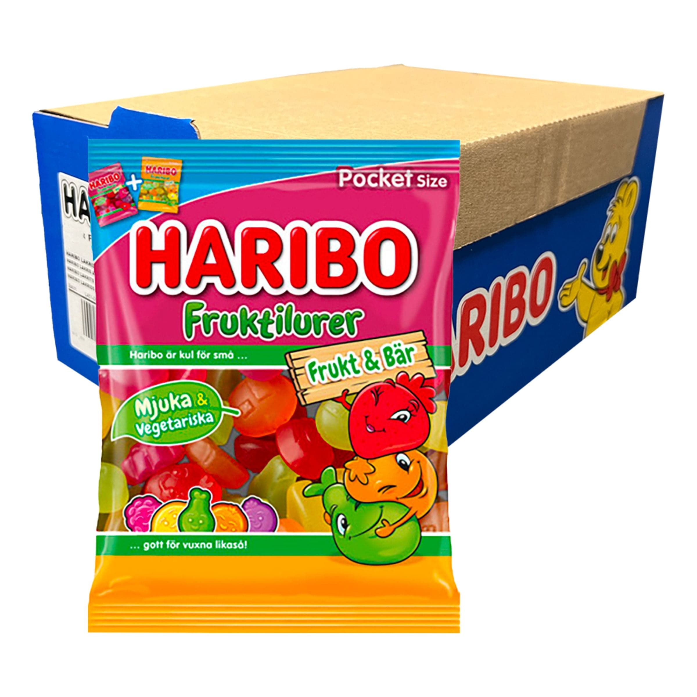 Haribo Fruktilurer Frukt & Bär Suurpakkaus - 24 x 80 g – ERT Godis Bulk