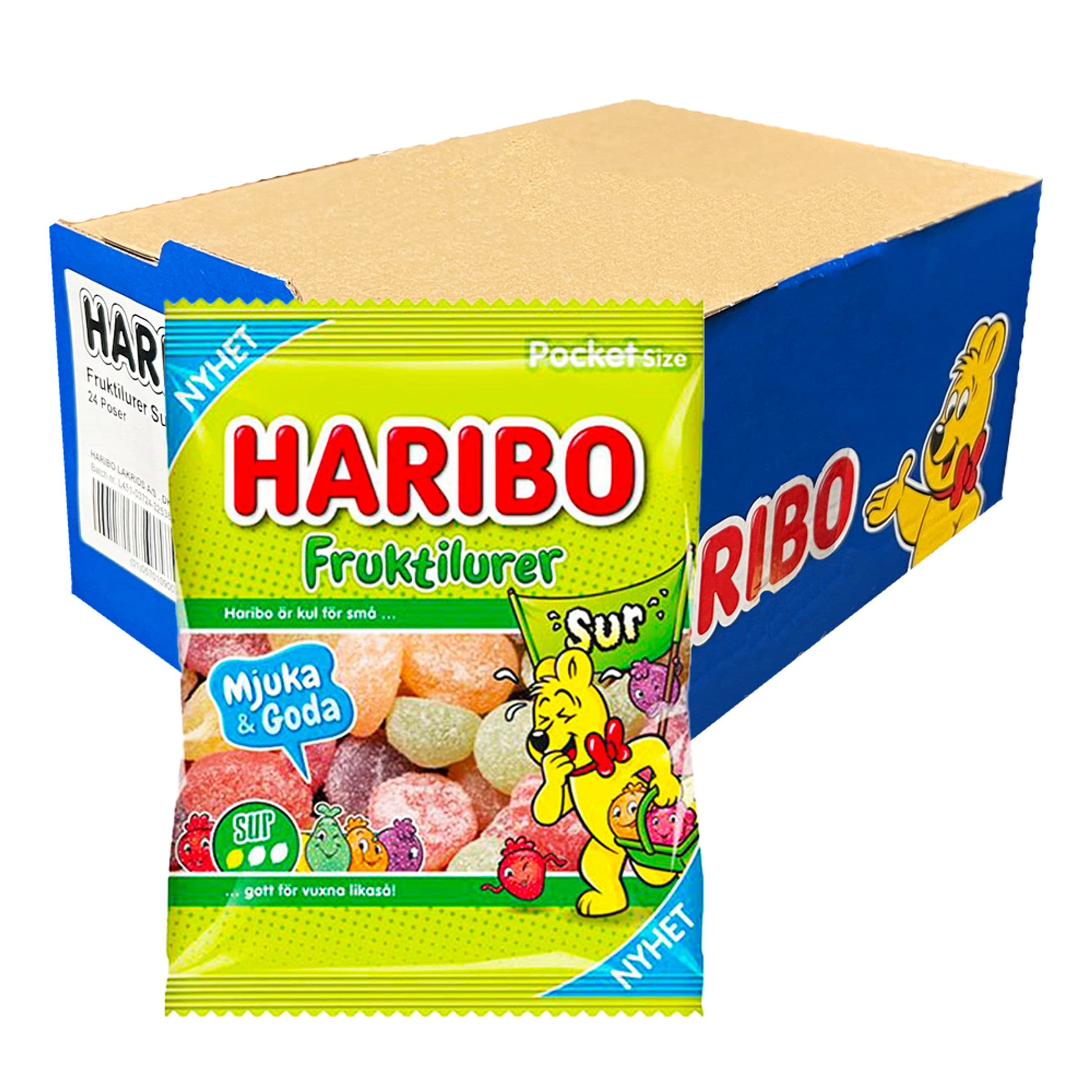 Haribo Fruktilurer Sur Suurpakkaus - 24 x 80 g – ERT Godis Bulk