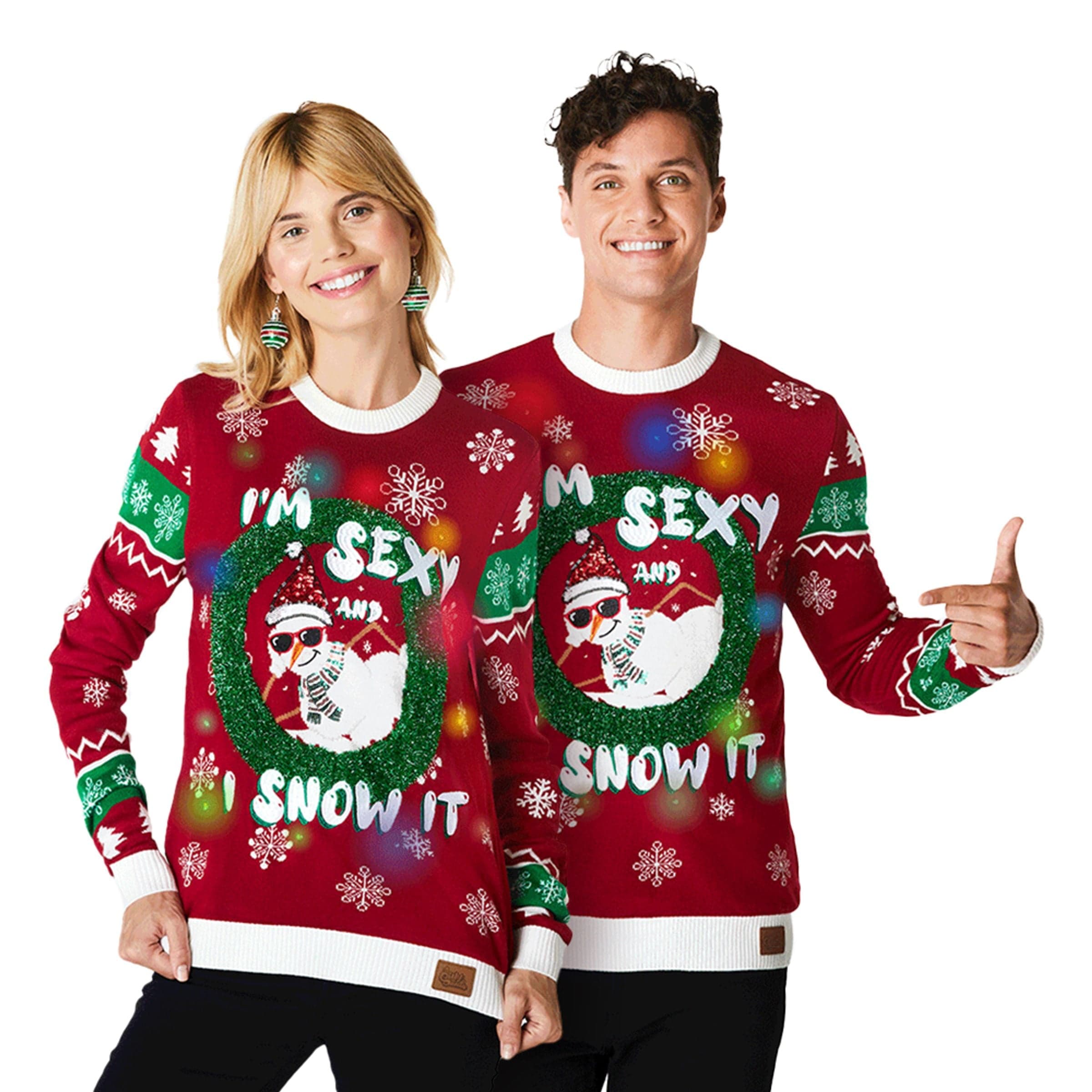 Im Sexy and I Snow It LED Joulupaita - Small – Silly Santa