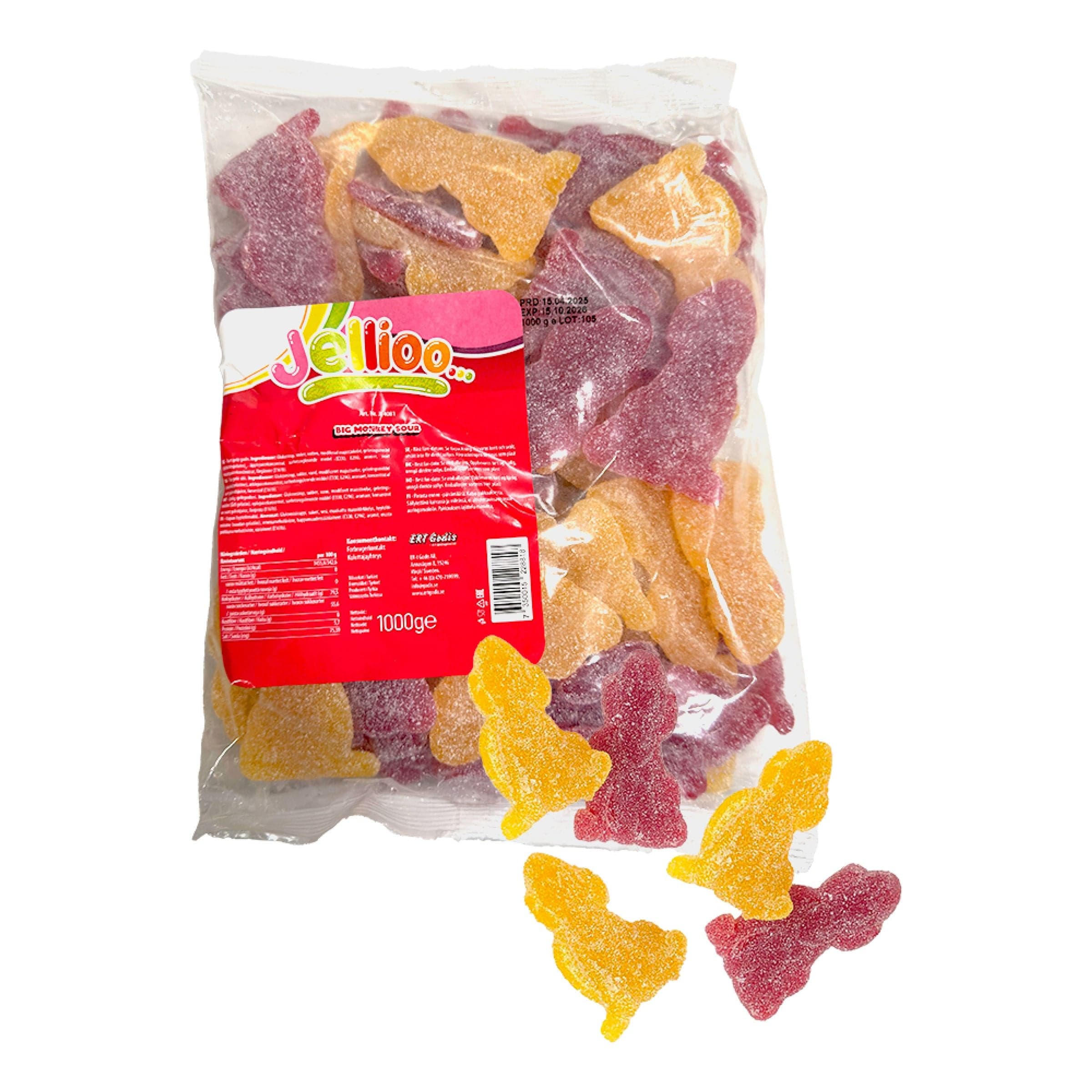 Jellioo Big Monkey Sour Suurpakkaus - 1 kg – ERT Godis Bulk