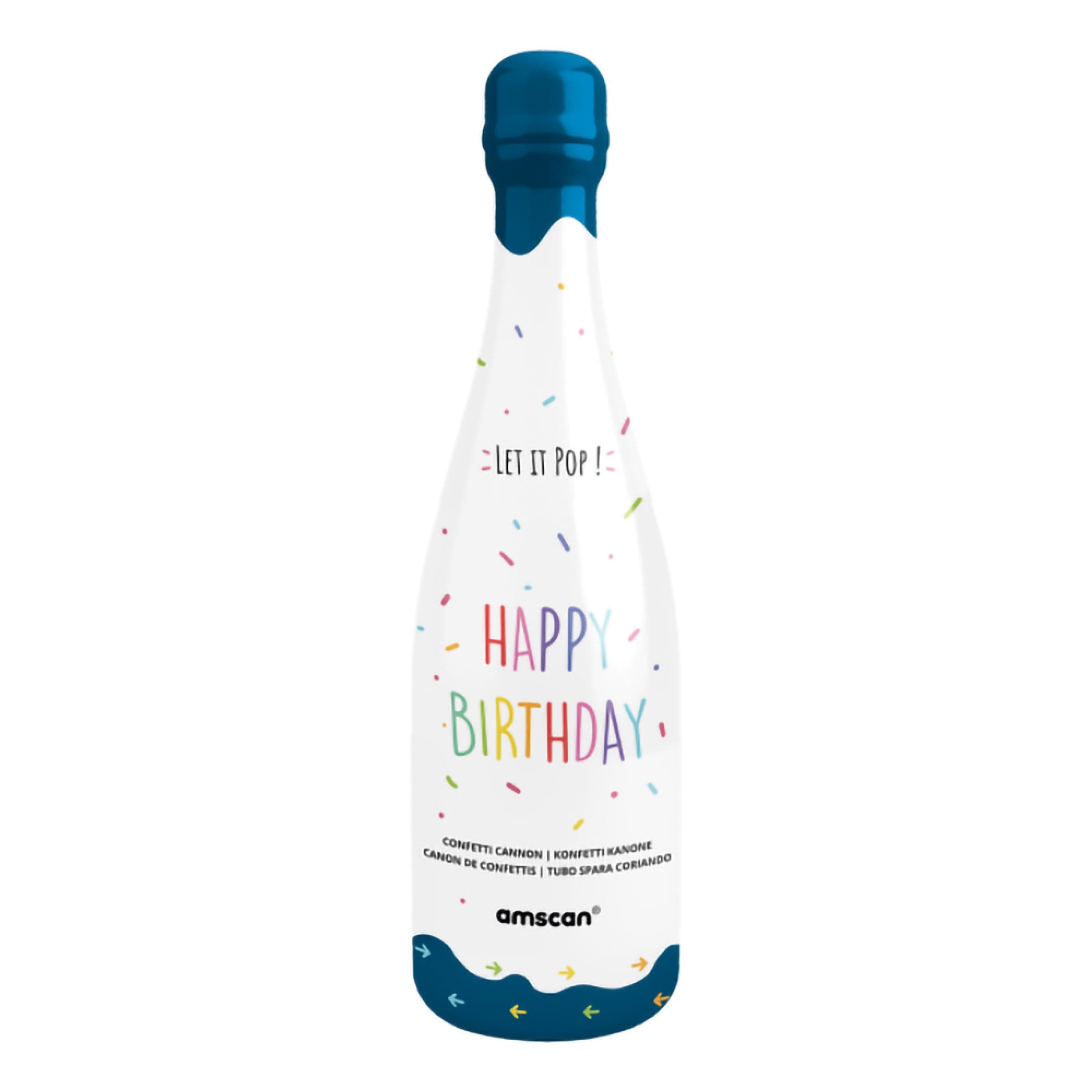 Konfettikanuuna Happy Birthday Pullo Sininen - 32 cm – Riethmüller