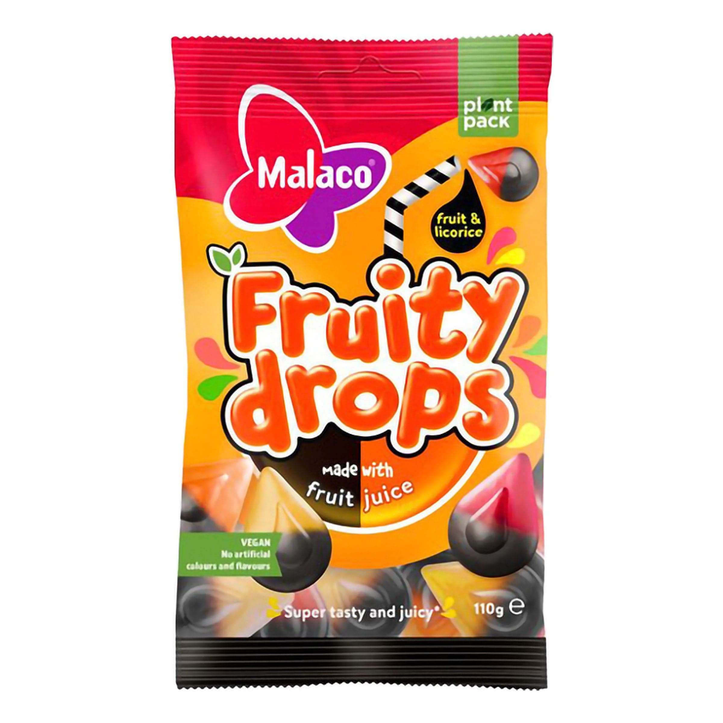 Malaco Fruity Drops Fruit & Licorice - 110 g – ERT Godis Singel