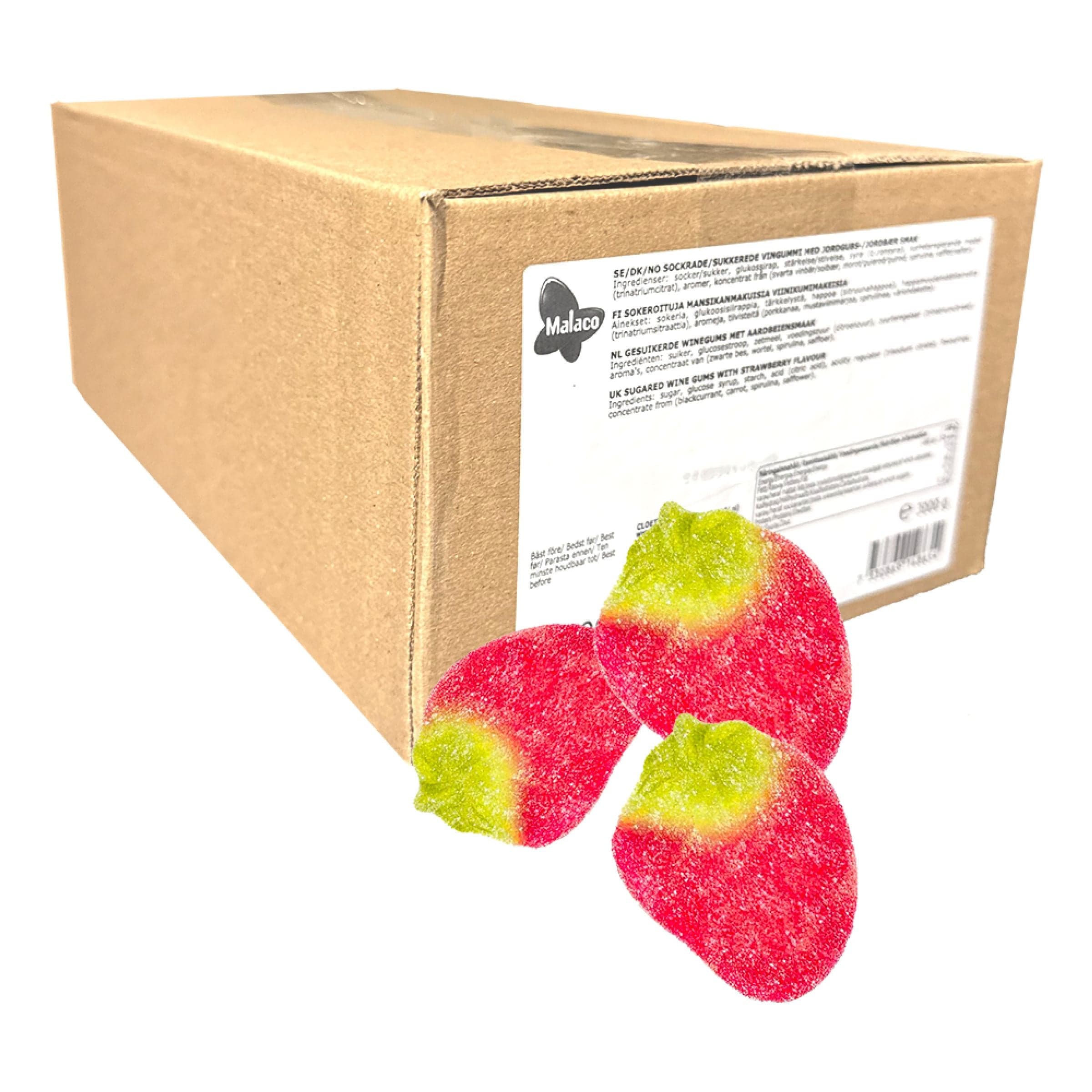 Malaco Sokeroidut Mansikat Suurpakkaus - 3 kg – ERT Godis Bulk