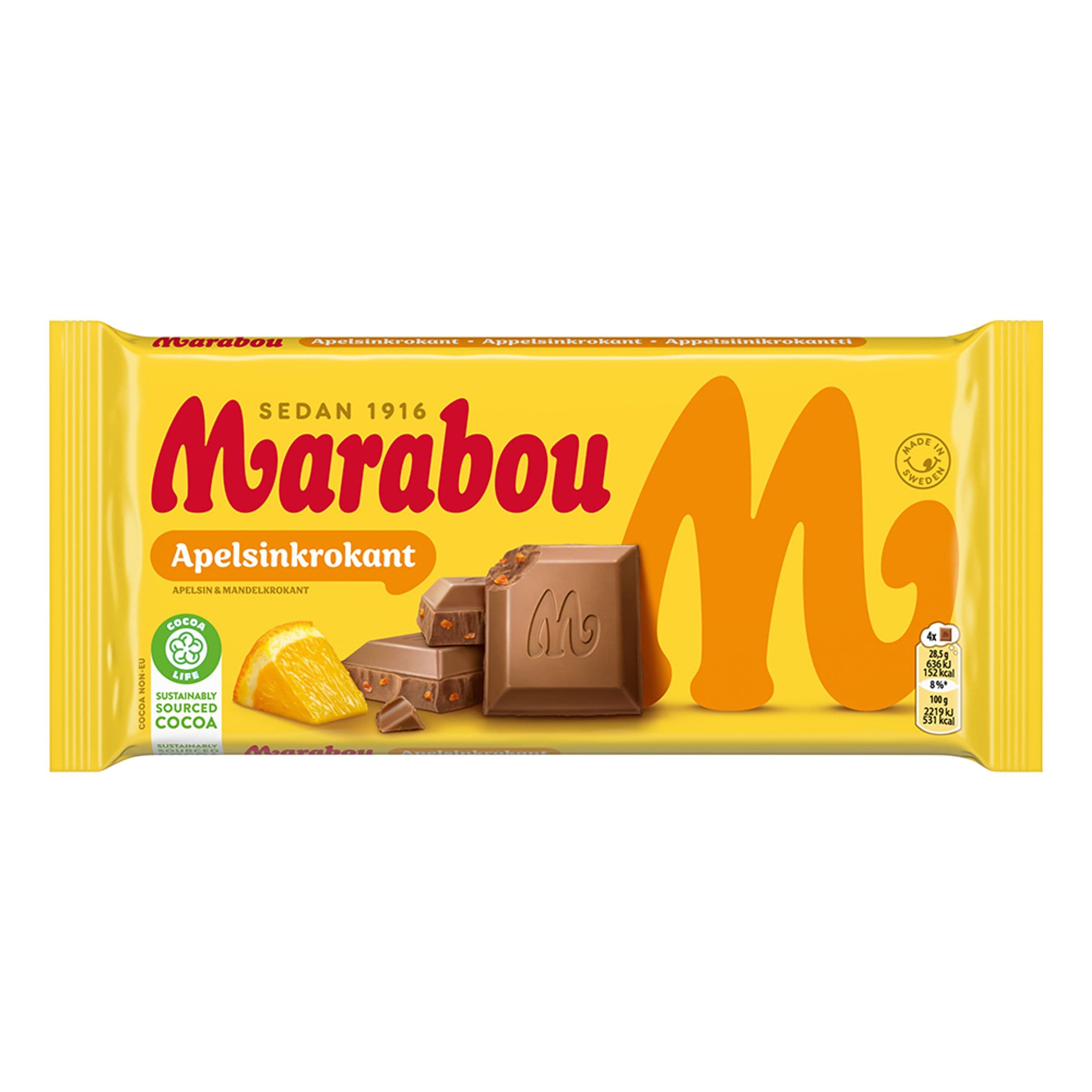 Marabou Apelsinkrokant Suklaalevy - 160 g – ERT Godis Singel